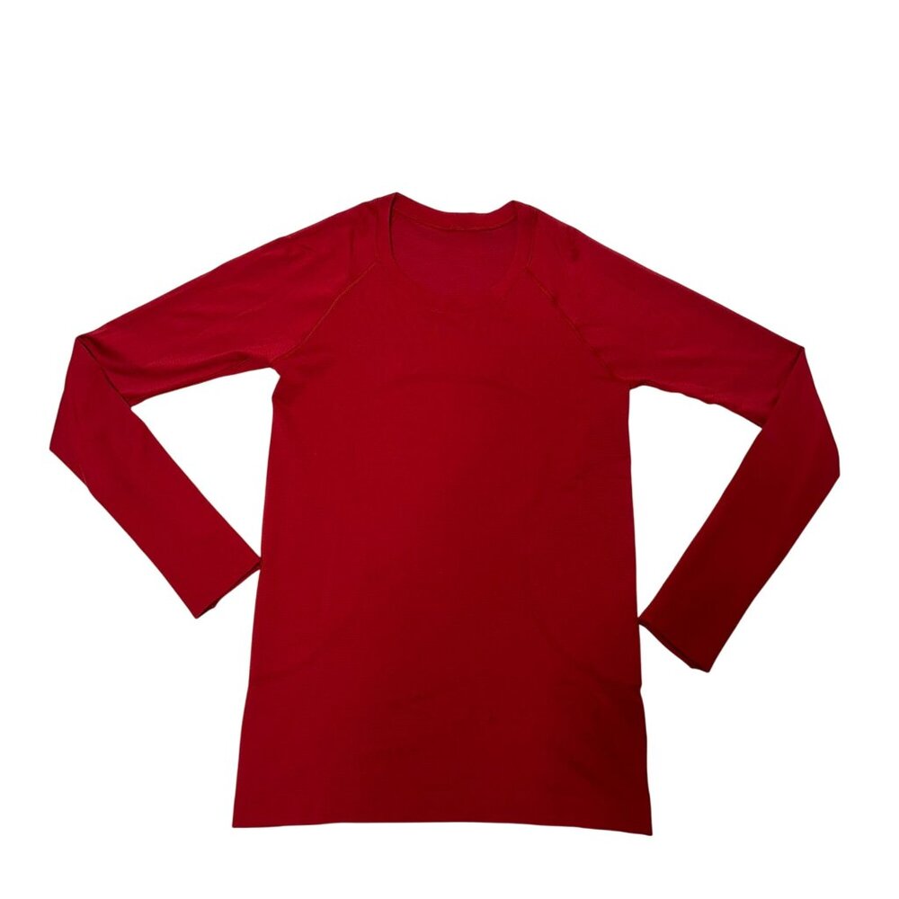 Lululemon Swiftly Tech Long Sleeve Shirt Womens Size 8 Red Lightweight Seamless